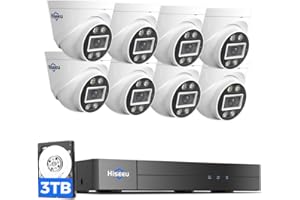 Hiseeu 4K Wired PoE Security Camera System,8 PoE 5MP Cameras Outdoor&Indoor,4K NVR,121° Wide Angle View,Human Vehicle Detect,