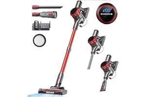 UML0 S3 Cordless Vacuum Cleaner, 45kPa Powerful Suction Vacuum Cleaners for Home, 55-Min Runtime Rechargeable Stick Vacuum, Self-Standing, for Pet Hair Carpet Hard Floor, LED Display