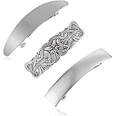 XHBTS 3 Set Silver Long and Thin Handmade Hair Clip Barrette,Metal Hair Pins French Styles Hair Barrettes Hair Clips for Women and Girls