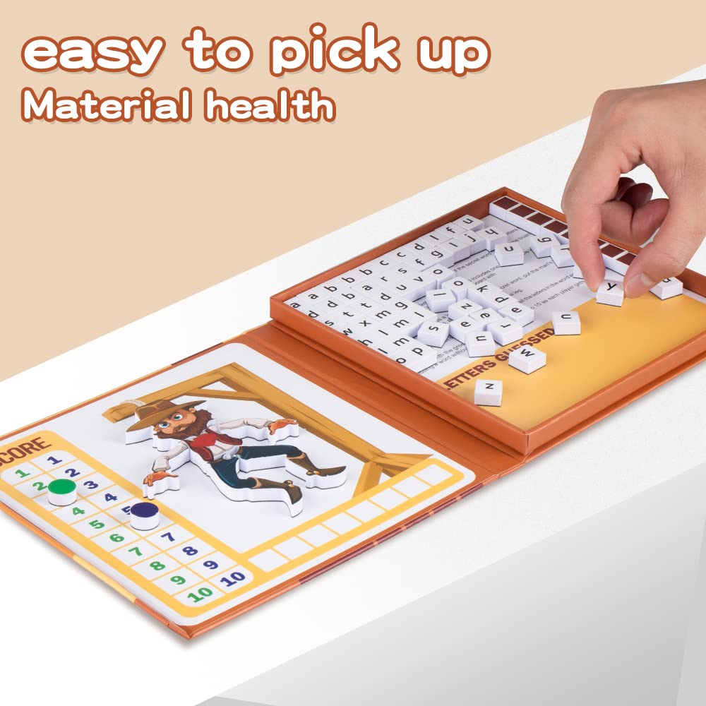 Magnetic Hangman Board Game for Kids Ages 4-10 - Reusable Travel Toys with - Airplane Educational Road Trip Essentials Screen-Free Learning,Easter Gift