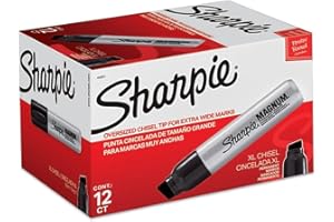 Sharpie Magnum Lot de 12 marqueurs permanents à pointe biseautée surdimensionnée, parfaits pour les tableaux d'affichage, noi