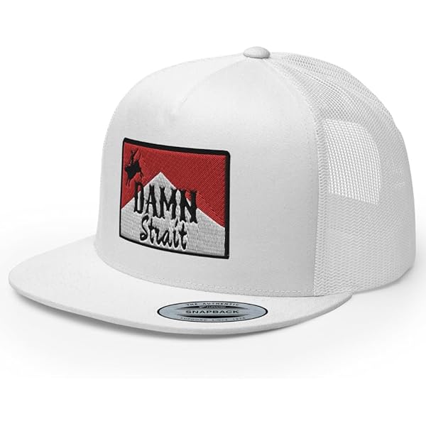 RIVEMUG White Trash Trucker Hat Flat Bill High Crown Adjustable