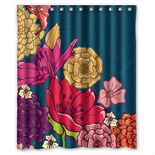 Bathroom Curtains Of Flower Polyester Width X Height / 60 X 72 Inches / W H 150 By 180 Cm Best Fit For Him Hotel Mother Girls Custom. Modern Design. Fabric