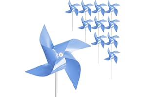 Tsocent 50 Pcs Pinwheels, Wind Spinners and Party Favors Gifts for Kids, Outdoor Decorational Pinwheels for Yard and Garde (Light Blue)