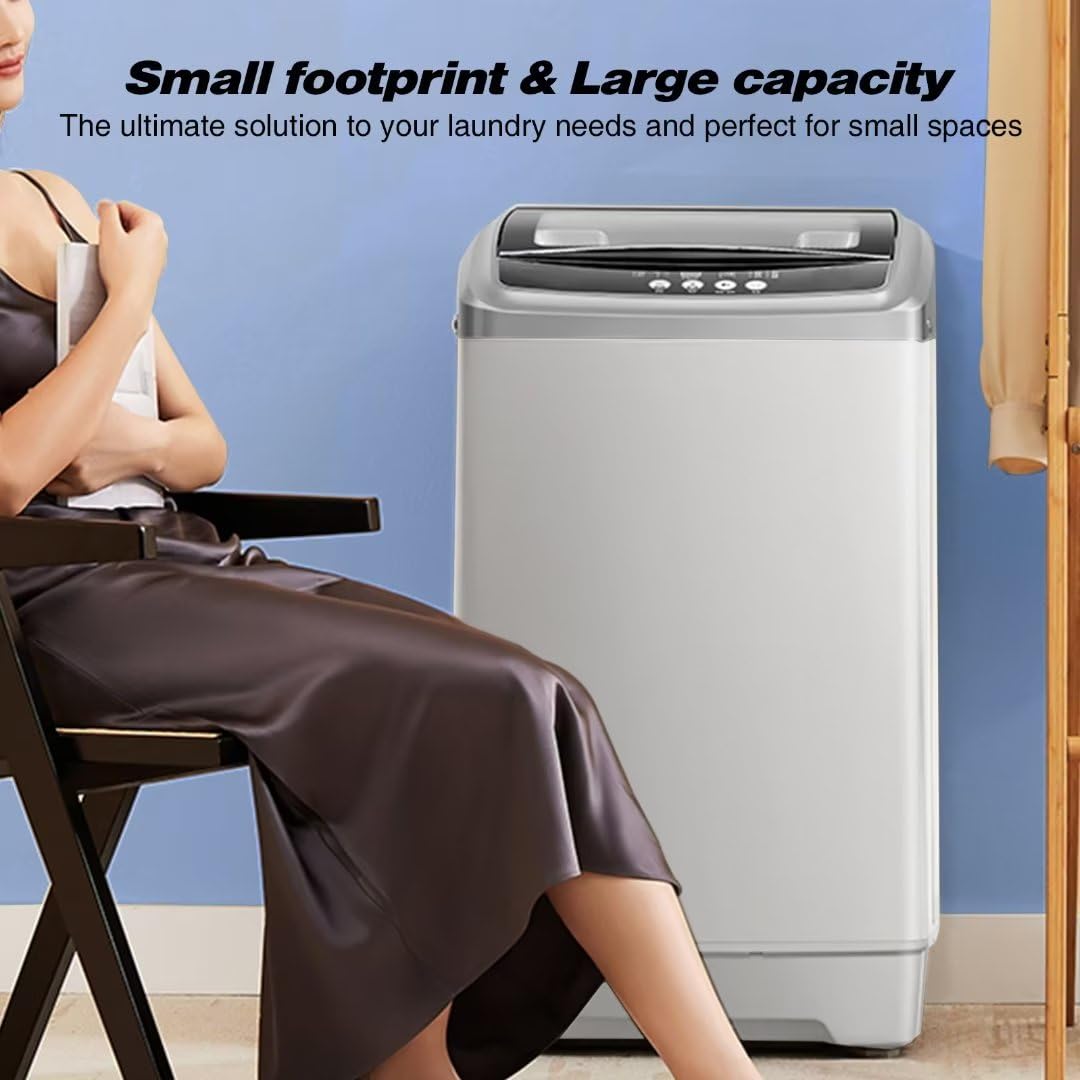 Apartment Washing Machine, 17.8 lbs Portable Washing Machine with 8 Water Levels and 10 Wash Promgrams, Small Washer Machine for Home and Apartment