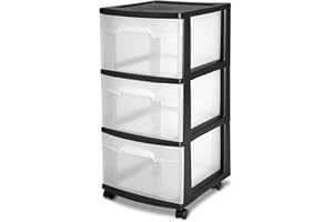 CNEIESD Transparent 3-Drawer Storage Cart – Multi-Functional, Portable Home Organization, Black