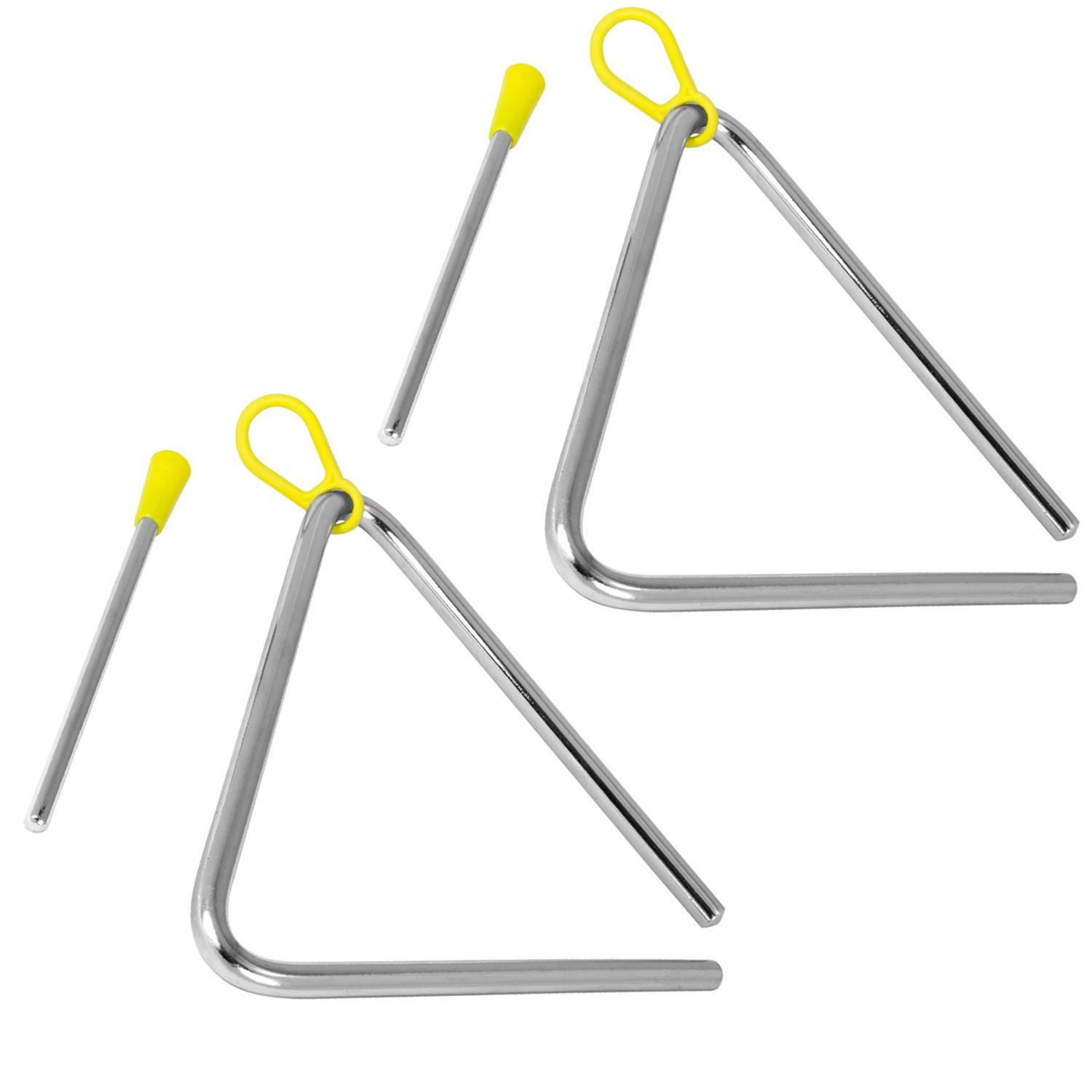 TIGER TRI7-2-MT 15CM (6") Heavy-Duty Steel Triangle Instrument, Complete with Rubberised Handle and Beater, Ideal for Early Development of Rhythm and Primary School Use, Pack of 2
