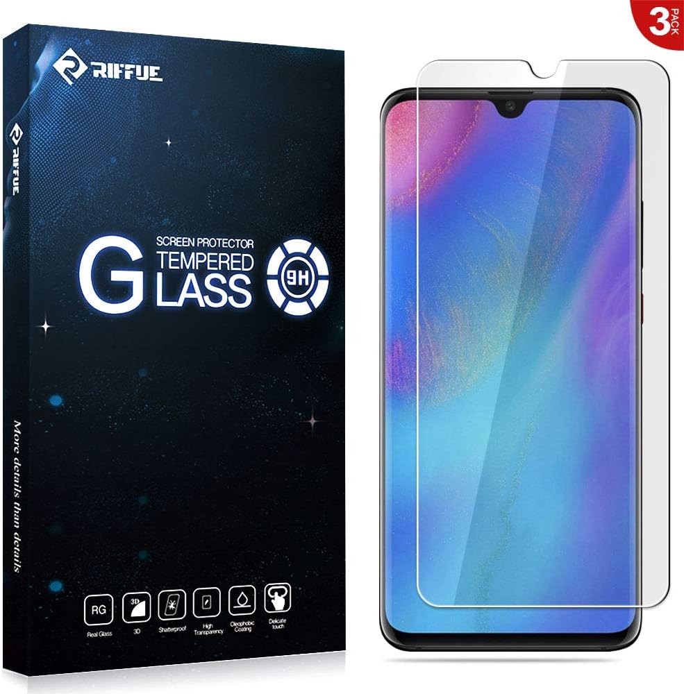 RIFFUE Screen Protector for Huawei P30 PRO, Premium Crystal Tempered Glass Bubble Free Anti Scratch Protective Film HD Clear 3D Touch Screen Protector Glass for Huawei P30 PRO [3 Packs]