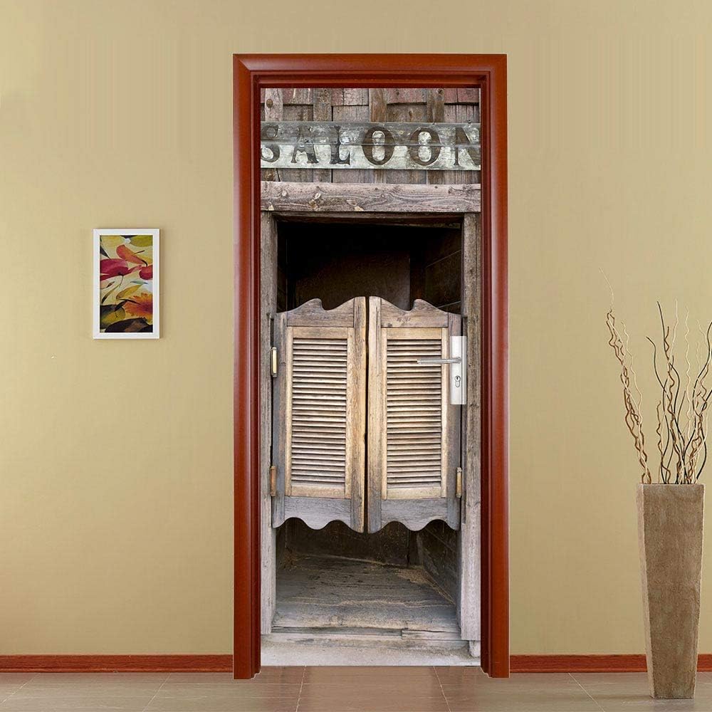 Turaufkleber Western Cowboy Holztur Bar Saloon 30 3x78 7 Zoll Yelilad Turtapete Selbstklebend Turposter Turaufkleber 3d Wohnzimmer Schlafzimmer Bad Wasserdicht Abnehmbare Professionelle Vinyl Upgrade Kuche Haushalt Wohnen
