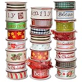Morex Ribbon 900/24-1211 Bobbin Christmas Variety Pack Grosgrain and Satin Ribbon, 5/8-Inch by 3-Feet and 3/8-Inch by 4-Feet, Assorted