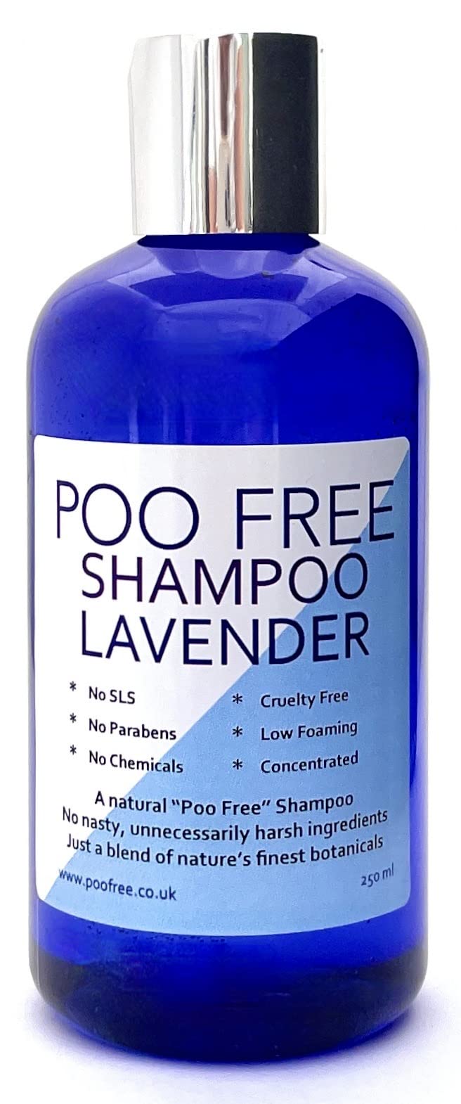 POO FREE Shampoo – 99% Natural Origin – Aloe Vera & Lavender – pH 5.5 Scalp-Neutral – Sulfate & Paraben Free – Gentle Concentrated Wash for Sensitive Skin – Vegan – UK Made – 250ml