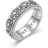 Midari Lotus Anxiety Relieve Spinner Rings 925 Sterling Silver Stress Relieving Just Breath Flower Fidget Rings for Women Christmas Jewelry Gifts