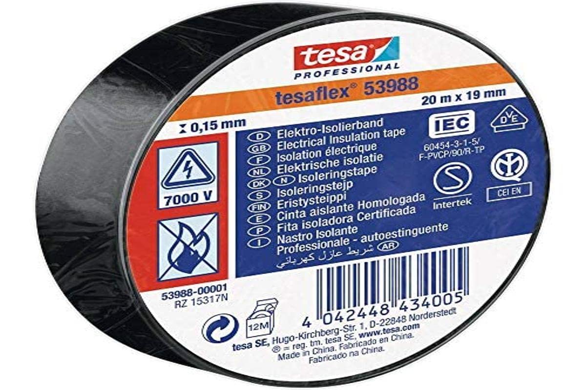 Tesa 53988-00001-00 insulating tape tesa® Professional black (L x B) 20m x 19mm