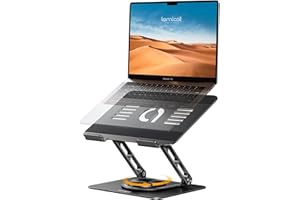 Lamicall Adjustable Laptop Stand for Desk - 360 Rotating Base Ergonomic Computer Stand, Aluminum Laptop Riser Foldable Protable for Office Home fits MacBook Air Pro, Dell, HP (10-17.3'') - Black