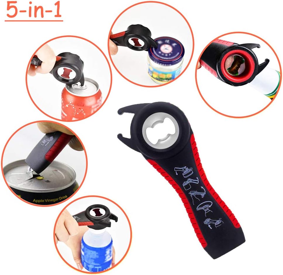 Rommeka Bottle Can and Jar Grip Opener, Multi Function 4-in-1, 5-in-1 and 6-in-1 Kitchen Tools Set, Anti Slip Lid Seal Remover Easy Twist off for Children, Elderly, Arthritic and Weak Hand, Pack of 3: Kitchen & Dining