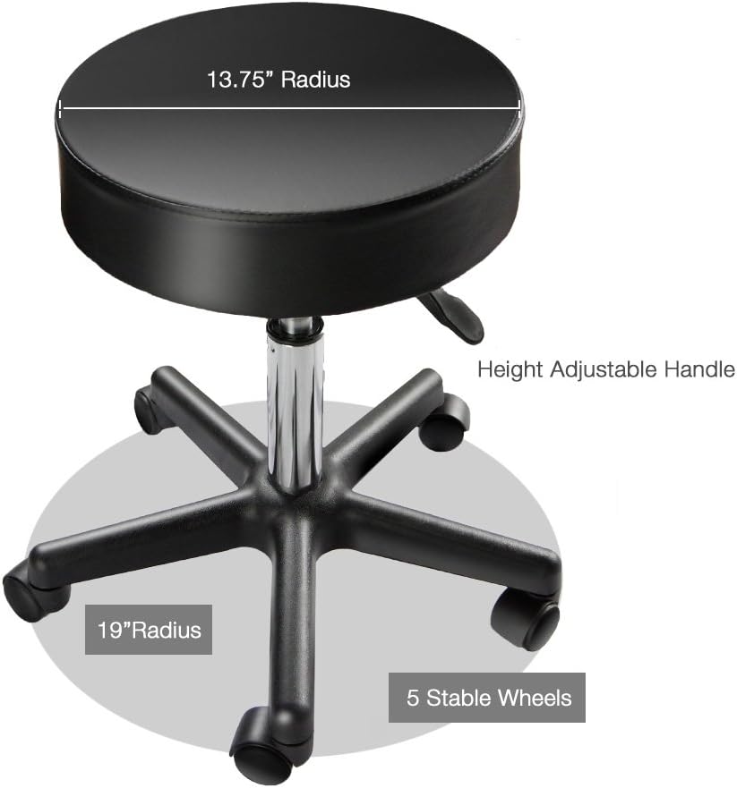 PARTYSAVING Supportive Adjustable Hydraulic Rolling Swivel Stool for Massage and Salon Office Facial Spa Medical Tatoo Chair Cushion & Wheels – Extra Large, APL1159: Kitchen & Dining