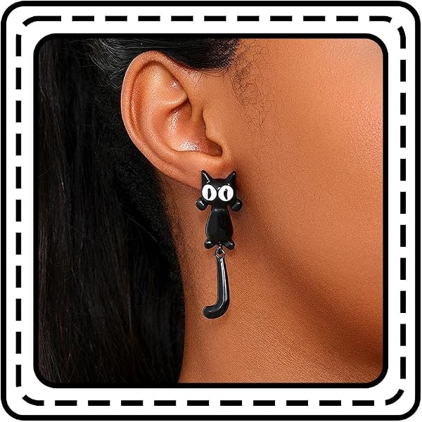 Halloween Earrings Cute Black Cat Earrings for Women Iceland