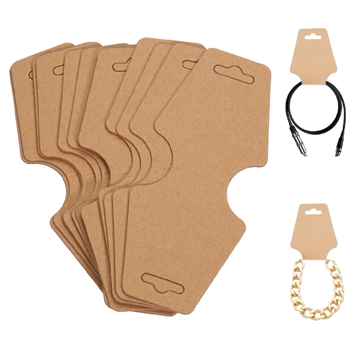 100Pcs Jewellery Display Cards Necklace Card Holder Kraft Paper Handmade Bracelets Display Card Blank Personalized Hanging Earring Necklace Display Cards for Small Business