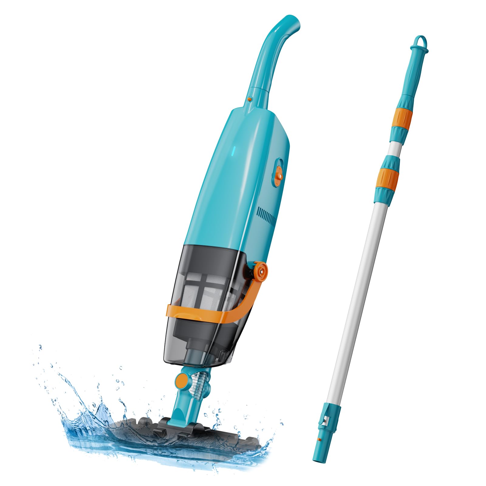 Photo 1 of (USED/FAIR) (DIRTY) LVKE L2 Cordless Handheld Pool Vacuum for Above Ground Pool with Telescopic Pole, Strong Suction Power, Ideal for Deep Pool Cleaning, Azure
