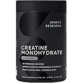 Sports Research Creatine Monohydrate - Gain Lean Muscle, Improve Performance and Strength and Support Workout Recovery* - 5 g Micronized Creatine - 17.64 oz