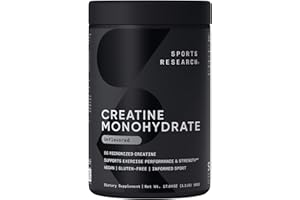 Sports Research Creatine Monohydrate - Gain Lean Muscle, Improve Performance and Strength and Support Workout Recovery* - 5 g Micronized Creatine - 17.46 oz