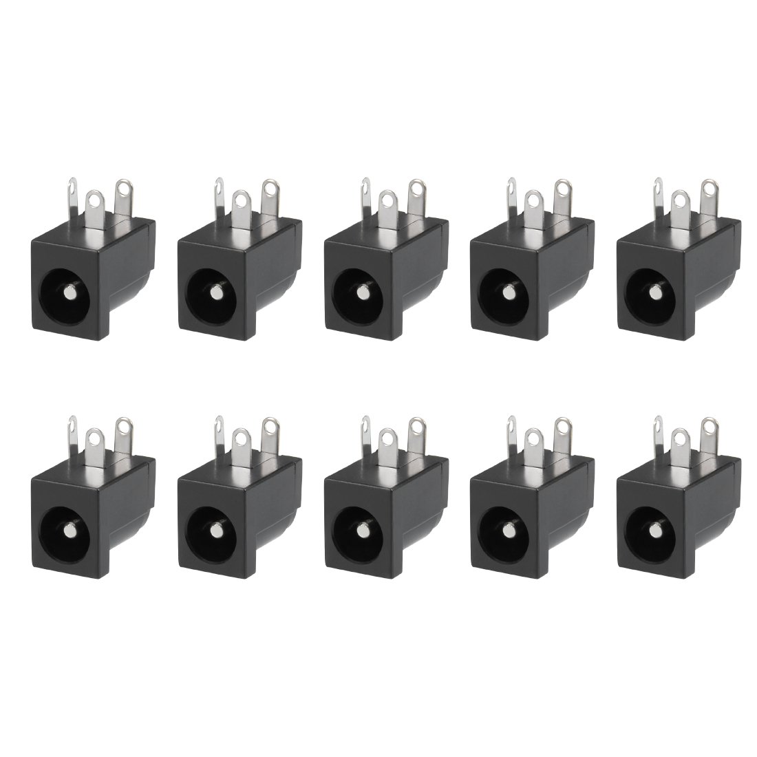 sourcingmap 10pcs 5.5x2.1mm 3P DC Power Jack PCB Mount Female Socket Connector
