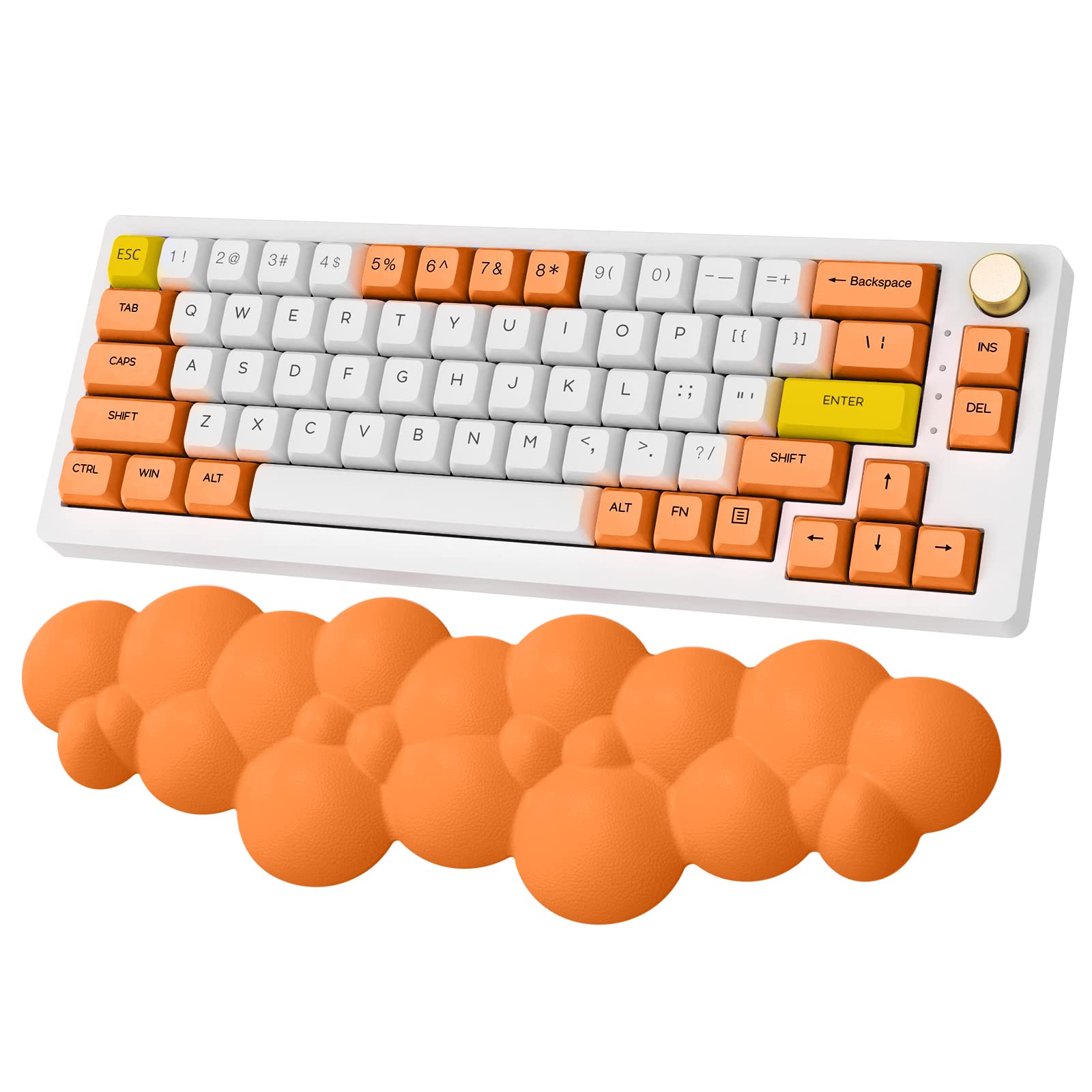 ZIYOU LANG Orange Cloud Keyboard Wrist Rest 60 Percent Gaming Keyboard 75%,100%, Memory Foam Keyboard Wrist pad with Non-Slip Base and Washable Surface for TKL Mechanical Keyboard Typing Pain Relief