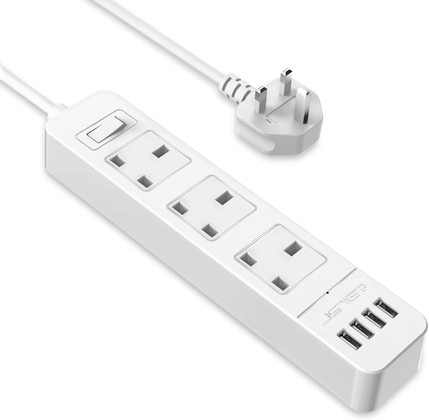 JSVER Extension Lead USB, Power Socket with 3 Outlet 4 Amazon.co.uk