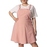 Agnes Orinda Denim Overall Dress for Women Plus Size Adjustable Strap Sleeveless Pinafore Jean Romper Dresses with Pockets