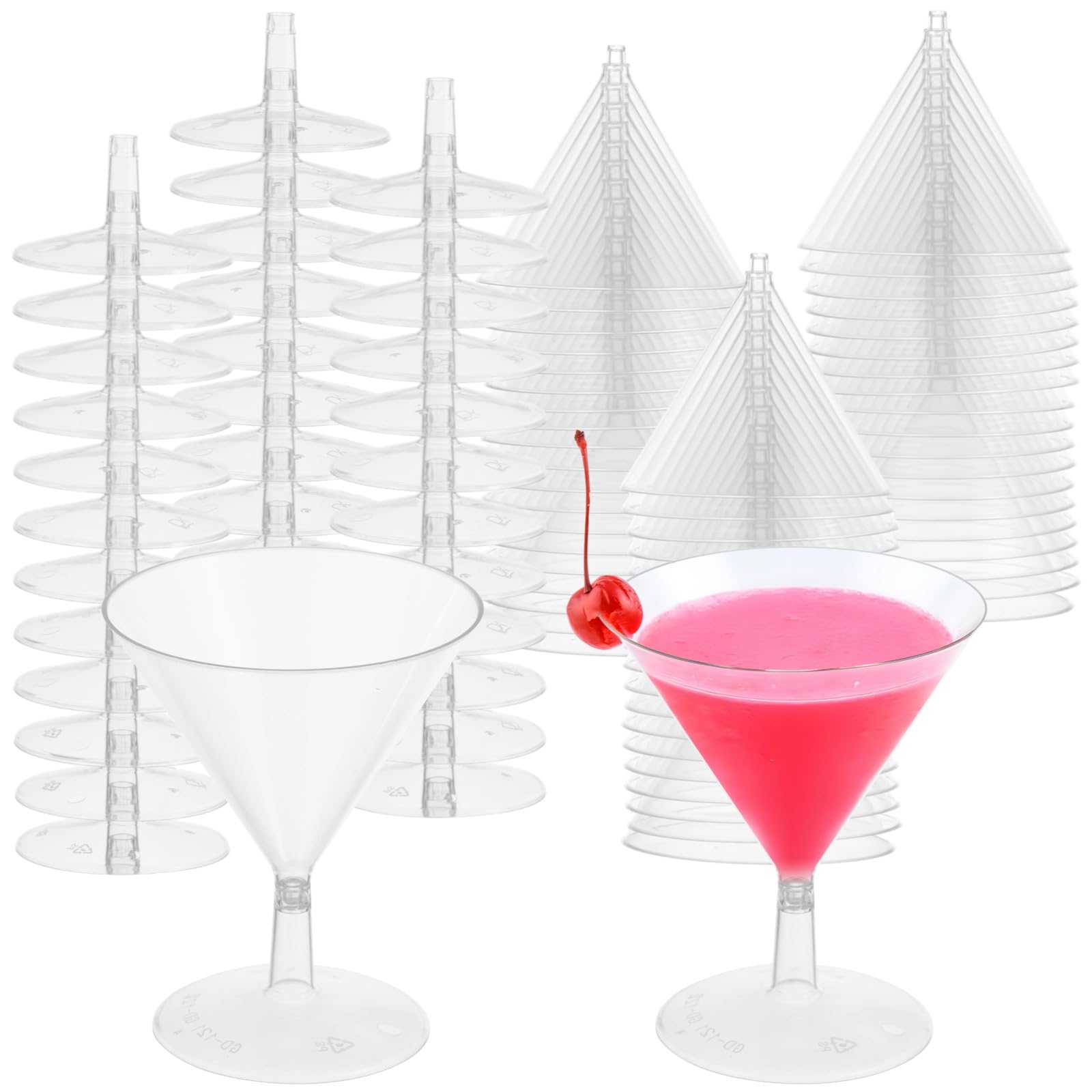 Photo 1 of 100 PCS Mini Clear Plastic Martini Glasses, 2 oz Disposable Cocktail Glasses, Mini Dessert Cups, Single Use Champagne Glass, Easy-to-Assemble Clear Glasses for Pool Parties, Birthdays, Weddings