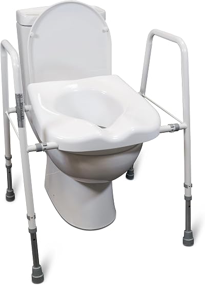 Aidapt Raised Toilet Seat with Frame Adjustable Height Width Non-Slip
