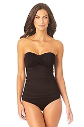 Anne Cole Women's Solid Twist Front Shirred Bandeau