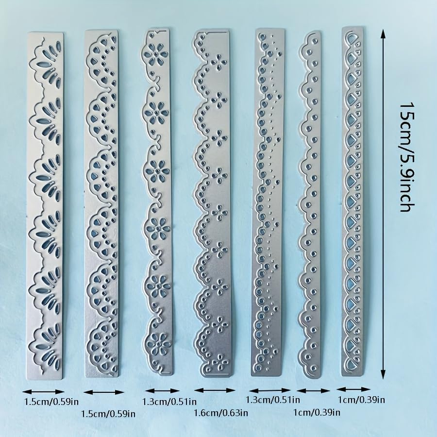 7PCS Lace Layer Border Cutting Dies for Card Making, Scrapbooking, Embossing - High Carbon Steel Metal Stencils Set