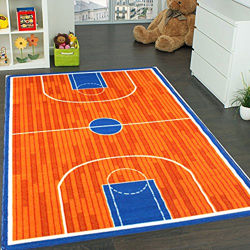 Funky Sports Decor with Basketball Area Rugs