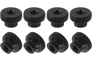 uxcell Knurled Thumb Nuts, 12Pcs M4 Carbon Steel Nut High Head Through Hole for 3D Printer Part, Black