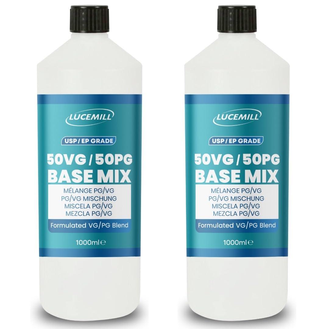 Lucemill 50VG/50PG Base Mix | High Purity Glycerine & Glycol Blend | USP/EP Pharma & Food Grade (2000ml)