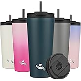 Konokyo 22 OZ Insulated Tumbler with Lid and 2 Straws Stainless Steel Water Bottle Vacuum Travel Mug Coffee Cup,Navy Blue