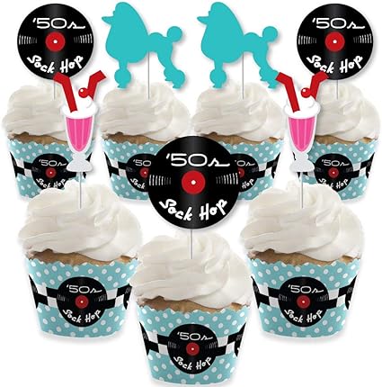 Amazon Com 50 S Sock Hop Cupcake Decoration 1950s Rock N Roll