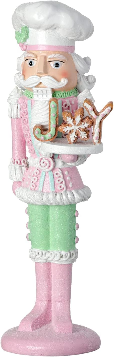 Nutcrackers - One Holiday Way 11.5-Inch Pink & Green Pastel Nutcracker Baker Figurine w/Gingerbread Joy Cookies - Kitchen Baking Tabletop Decoration - Christmas Xmas Party Candy Home Decor Figure