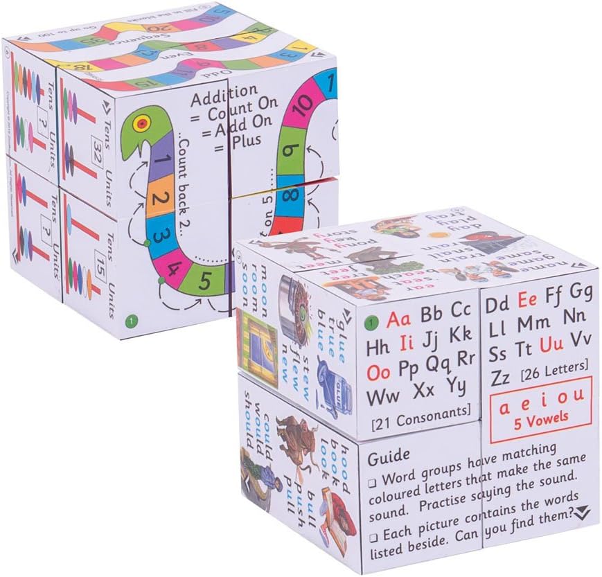 ZooBooKoo Key Stage 1 Cubebook Pack - Add & Subtract and Spelling Fold-Out Cubes