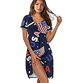 Chuzarugn Novelty Print Womens Nightgowns Knee Length Sleepwear Round Neck Short Sleeve Nightshirt for Thanksgiving Halloween