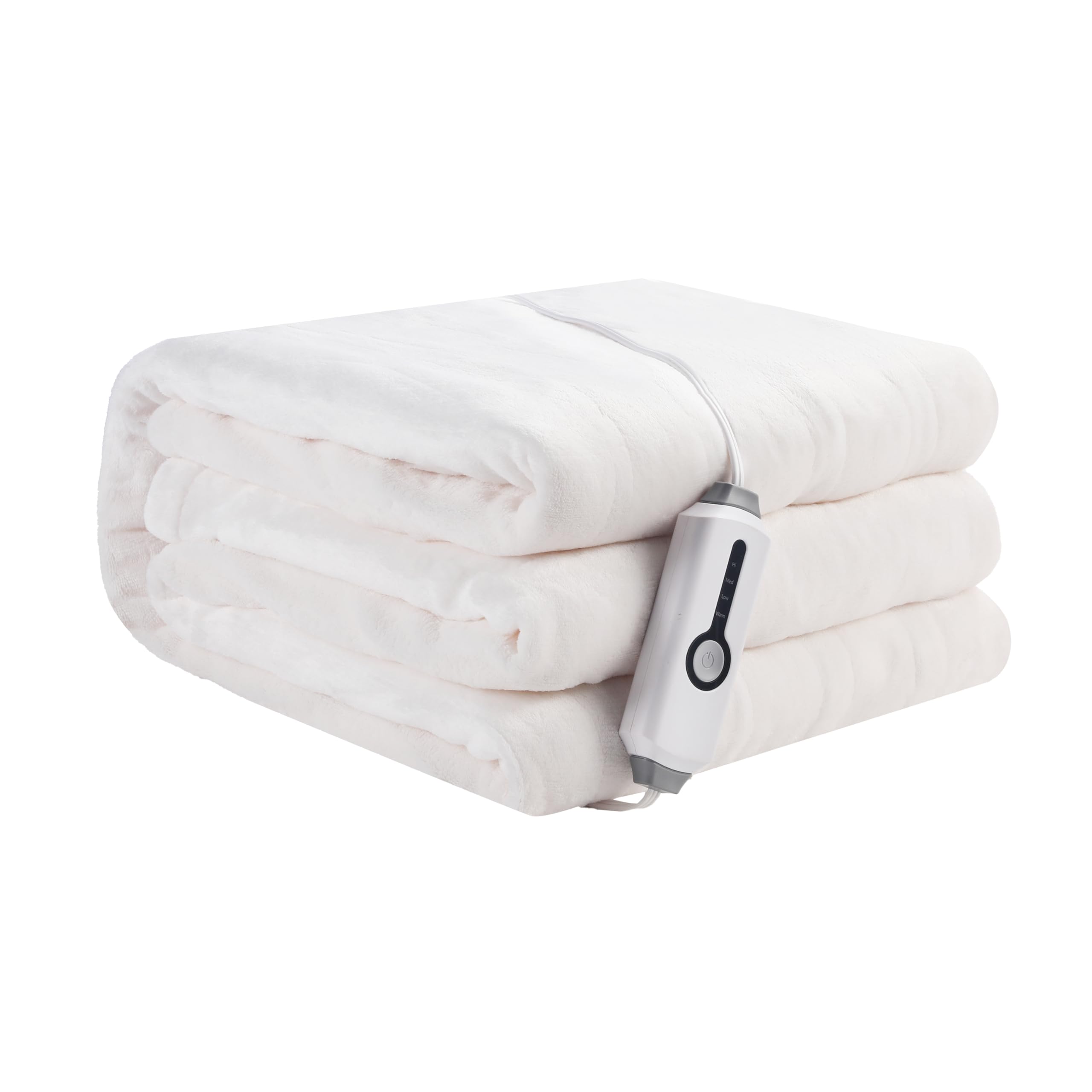 Photo 1 of Electric Heated Blanket 72" x 84" Full Size Breathable Warm Flannel Heated Blanket with 4 Heating Levels & 10 Hours Auto Shut Off, Control Temperature and Washable, for Sofa and Bed White