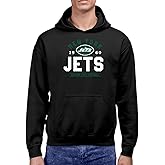 Hybrid Sports NFL - New York Jets - Team Motto - Men's and Women's Pullover Hooded Fleece Sweatshirt - Size Large - Black