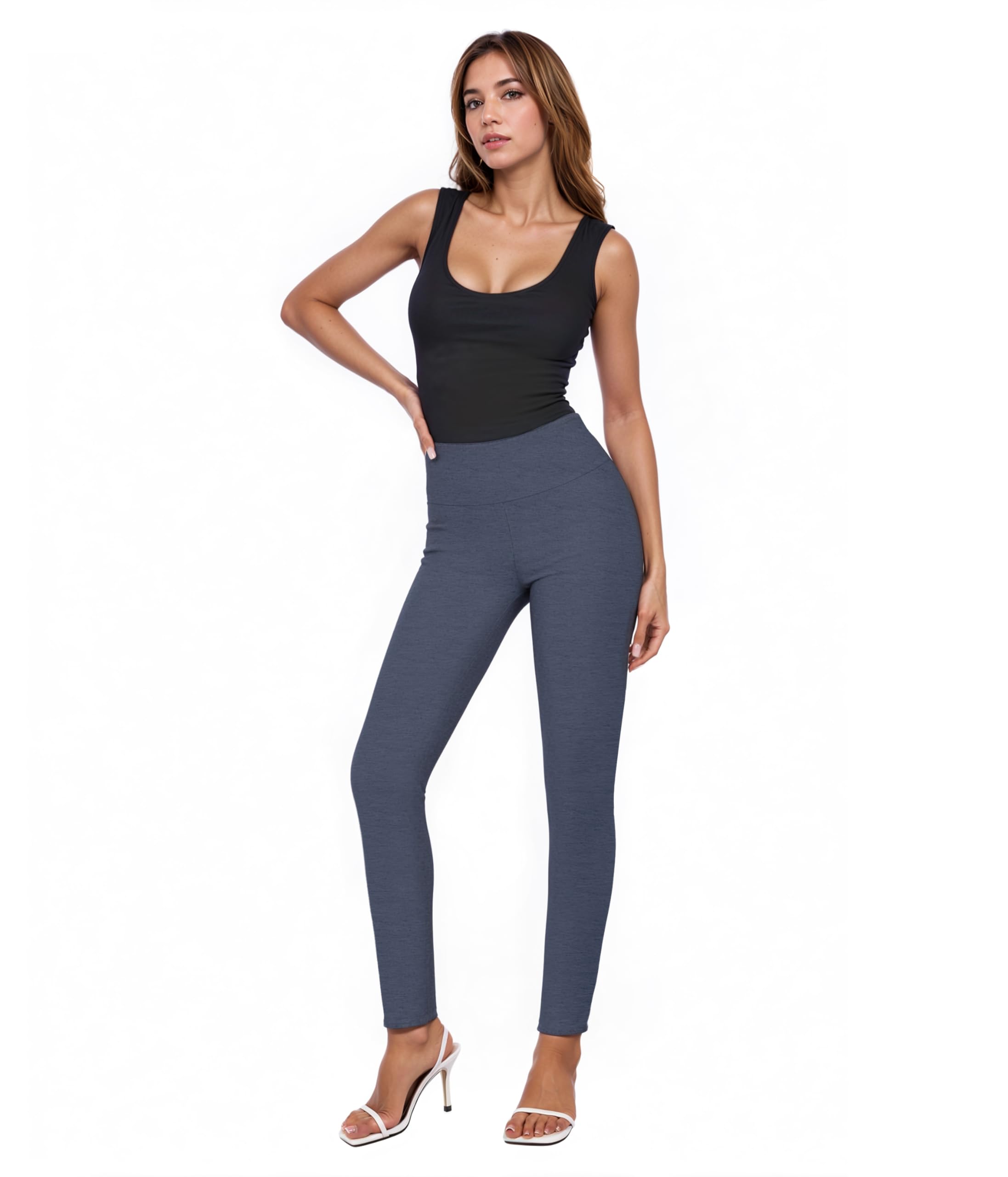 Photo 1 of & Company Women Stretch Skinny Dress Pants Pull On Office Leggings Trousers KP45002SKX 1073T HEATHERNAVY 3X
