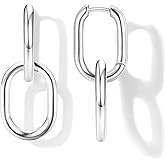 SIISPRI 14K Gold Plated Convertible Paperclip Link Earrings, Simple Dainty Geometric Circle Twist Huggie Hoop Earrings, Drop Dangle Earrings for Women Jewelry