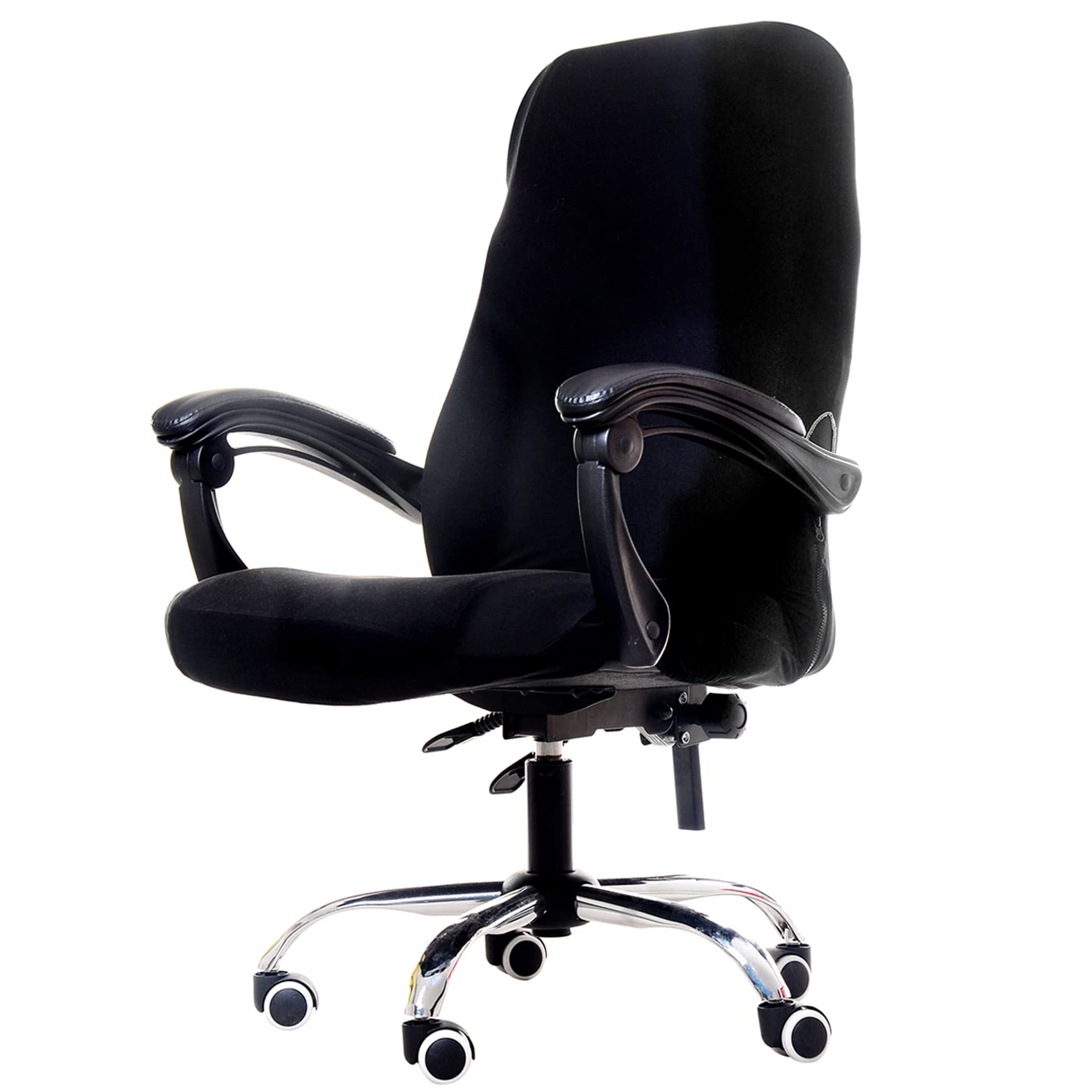 Photo 1 of WOMACO Printed Office Chair Covers, Stretch Computer Chair Cover Universal Boss Chair Covers Modern Simplism Style High Back Chair Slipcover (Black-1, L)