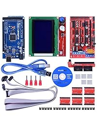 Kit KUMAN de controlador para impresora 3D para Arduino Mega 2560 Uno R3, kits básicos +RAMPS 1.4 + 5pezas A4988 controlador de motor de paso + LCD 12864 para Arduino Reprap K17