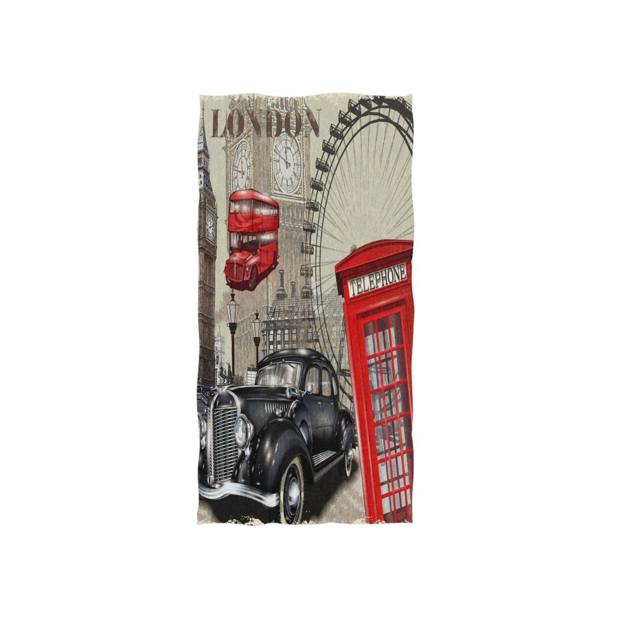 BIGJOKE Hand Towel England UK London Vintage Big Ben Super Absorbent Bath Beach Towels for Gym Travel Fitness Spa Home Kitchen （30 X 15 in）