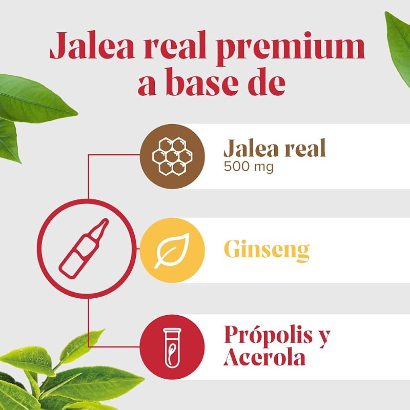 Arkopharma arkoreal royal jelly energy com ginseng sem açúcares 20 ampolas, plus energia, fortificante, estimulante, suplemento alimentar