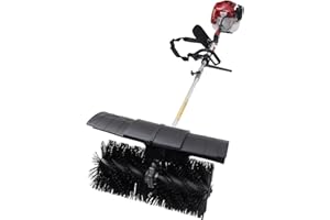 Knwigoe 52cc Power Broom for Artificial Turf 2.3HP Handheld Grass Sweeper 2-Stroke Gas Snow Broom with Blower for Driveway Push Lawn Brush Sweeper Turf Lawns Artificial Grass Farms Streets Cleaning